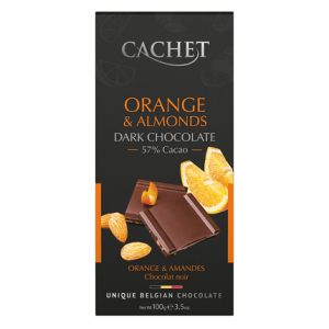 ΣΟΚΟΚΑΤΑ ΜΑΥΡΗ 57% ΜΕ ΠΟΡΤΟΚΑΛΙ & ΑΜΥΓΔΑΛΟ 4 ΤΕΜΑΧΙΩΝ 100ΓΡ CACHET