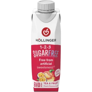 ICE TEA ΡΟΔΑΚΙΝΟ & PASSION FRUIT  ΧΩΡΙΣ ΖΑΧΑΡΗ VEGAN 300ML HOLLINGER BIO